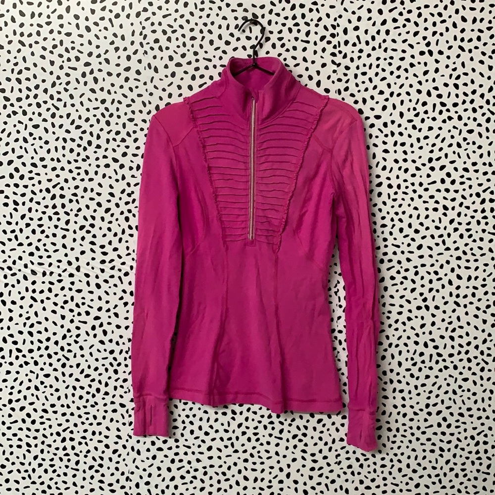 Lululemon Pleated Front Ruffled Pink 1/4 Zip Up Jacket